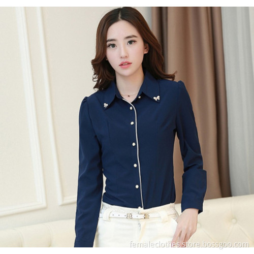 Kvinna långärmad chiffong blus våren Hitz koreanska varven yrkes vit skjorta krage skjorta/overhemd gömlek camicia shirt blouse